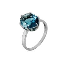151-1703-48 Кольцо (Ag 925) (1 Юв.кристалл овал 12.00*10.00 Аквамарин 3,670ct)
