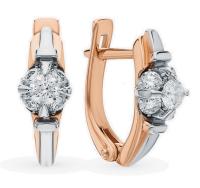 942616к.1 Серьги (Au 585) (2 Бр Кр-57 0,230Ct 3/5А,8 Бр Кр-57 0,350Ct 2/5А)