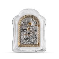 MSA-1/004G/B, Георгий Победоносец, икона арочная, белое муранское стекло  60х85