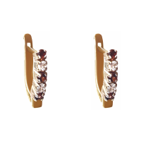 GEF02GR Серьги Au 585 (6 Гранат Круг 0,340Ct ,4 Фианит Круг)
