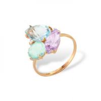 1180344 Кольцо (Au 585) (Аметист 0,322Ct ,Аметист пр. 0,364 ,Топаз 0,740 ,Фианит 0,036)