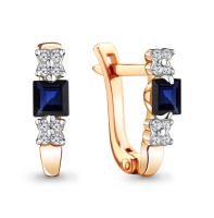 940819к Серьги (Au 585) (16 Бр Кр-57 0,130Ct 2/5А,2 Сапф Кв 0,690Ct 2/2А)