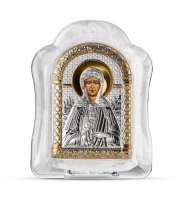 MSA-1/013G/B, Матрона, икона арочная, белое муранское стекло 57х75