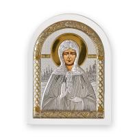 A-3/013G/B, Матрона, икона арочная, белое дерево 105х140