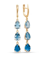 200-965_tp-001 Серьги (Au 585) (2 Топаз Sky Blue 0,868|2 Топаз Swiss Blue 0,868|2 Топаз London Blue 0,868)
