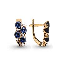 941188к Серьги (Au 585) (10 Бр Кр-57 0,090Ct 2/5А,8 Сапф Круг 1,800Ct 3/Г3А)