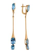 02-2-431-13 Серьги (Au 585) (2 Топаз свис ов 4,247Ct ,2 Топаз свис ов 1,733Ct ,2 Топаз свис ма 2,427Ct)