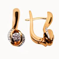 02-1360 Серьги (Au 585) (10 Бр Кр-57 0,042Ct 3/5А,2 Бр Кр-57 0,368Ct 3/6А)