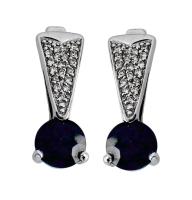 С210-1156С Серьги (Au 585) (10 Бр Кр-57 0,028Ct 4/4А,28 Бр Кр-57 0,103Ct 4/4А,2 Сапф Круг 1,726Ct 2/2)