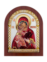 A-6/011G/M/K, Владимирская БМ, икона арочная, красное дерево, эмаль 206х275