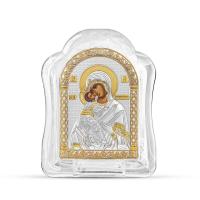 MSA-1/011G/B, Владимирская БМ, икона арочная, белое муранское стекло 57х75