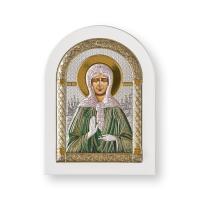 A-5/013G/M/B Матрона, икона арочная, белое дерево, эмаль 175х225