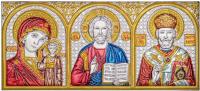 AP-2G/M, Спаситель, Казанская БМ, Николай Чудотворец, триптих, эмаль, 46х101
