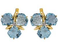 2180372 Серьги (Au 585) (6 Топаз 24,300Ct ,6 Фианит 0,018)