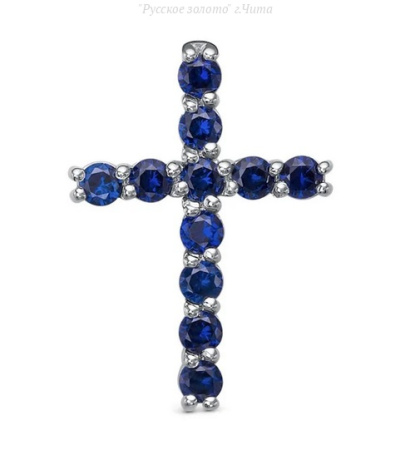 354703F269л-7 Подвеска "Крест" Наносапфир (Ag 925)