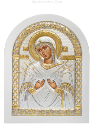 A-6/006G/B, Семистрельная БМ, икона арочная, белое дерево 206х275