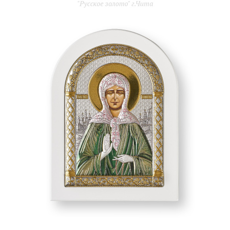 A-5/013G/M/B Матрона, икона арочная, белое дерево, эмаль 175х225