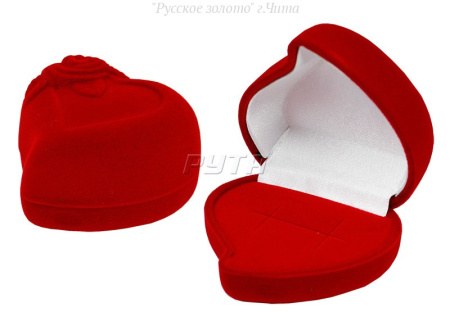 Футляр флокированный, сердечко с цветком, серия "Романтика"