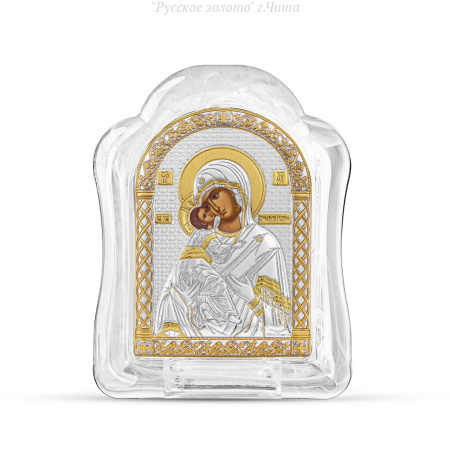MSA-1/011G/B, Владимирская БМ, икона арочная, белое муранское стекло 57х75